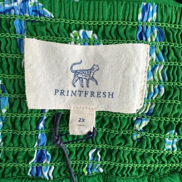 Printfresh Shoreline Dress 2X Green Blue Seashells Ruffle NWT DR-1783 - Picture 7 of 10